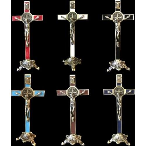 Church Relics Figurines Christian Crucifix Jesus Christ Prayer on the Stand Cross Antique Home Chapel Decoration