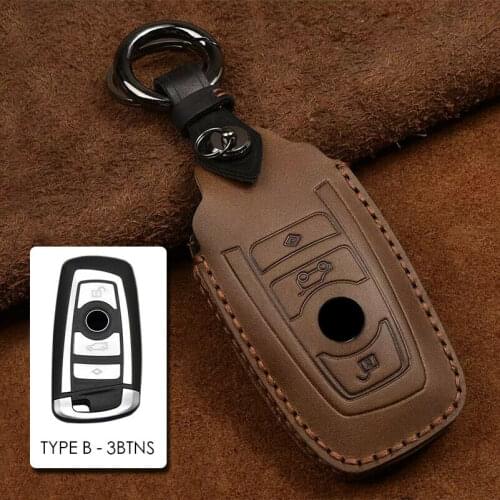 Genuine Leather Car Remote Key Case Cover For BMW 1 3 4 5 6 7 Series X1 X3 X4 X5 X6 F30 F34 F10 F07 F20 G30 F15 F16 Fob Bag