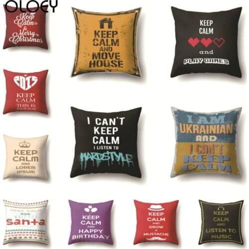 Nordic Letter Keep Calm Print Home Cushion Cover Polyester Decorative Pillow Cover Sofa Bed Pillow Case 45x45cm Fundas De Cojin