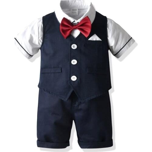 2021 New Arrival Childrens Clothing Boys Summer Clothes Kids Casual Clothes Set Vest Shirt Short 3 Pieces Set Ropa Bebe Verano
