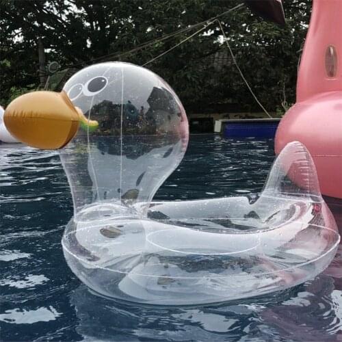 Baby Girls Boy Swim Ring Inflatable Cute Transparent Duck Swim Seat Ring for Infant Baby Kids Axillary Circle for Kids 0-4 Years