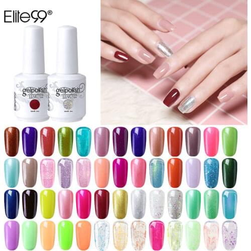 Elite99 15ml Nail Glitter Gel Polish Pure Color Gel Nail Polish Soak Off Manicure UV LED Lamp Hybrid Nail Art Gel Varnishes