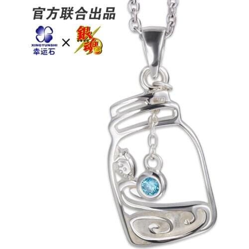 [Gintama] Anime Gintoki Necklace 925 Sterling Silver Manga Role Pendant Women Sweets And Candy Action figure Cosplay Gift