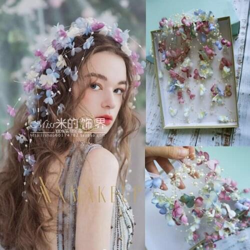 New creative bridal travel style pearl flower headwear Princess stage performance headwear Fairy hair accessories headwear