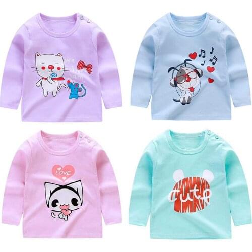 COTTON Boys Girls T Shirts Spring Autumn Long Sleeves Tops Kids Pink Sweatshirt Children Shirts Winter Clothes