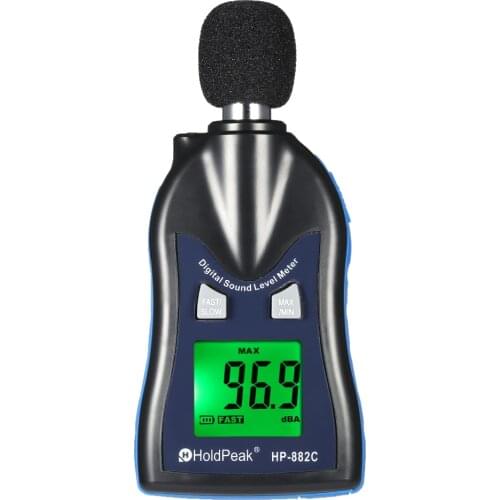 HoldPeak HP-882C Digital Sound Level Meter Noise Tester Tound Detector Decible Monitor 30-130dB Audio Measuring Instrument Alarm