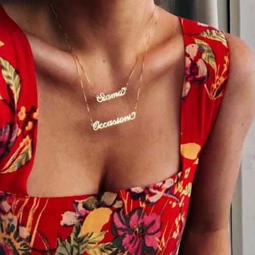 Customized Fashion Stainless Steel Name Necklace Personalized Letter Gold Choker Necklaces Pendant Nameplate Gifts Women Jewelry
