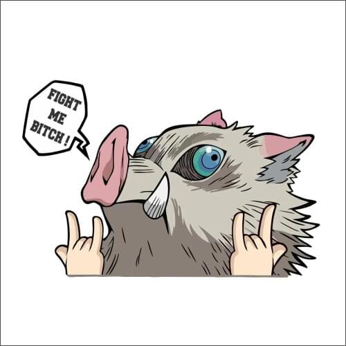 Interesting Demon Slayer INOSUKE HASHIBIRA Fight Me Anime Peeking Car Sticker Bumper Motorcycle Helmet Decal Vinyl Waterproof