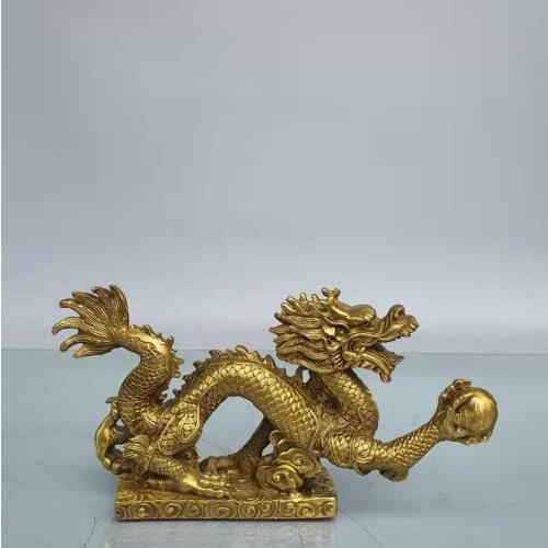 Chinese FengShui Brass JiXiang Zodiac Year Dragon Auspicious Animal Statue