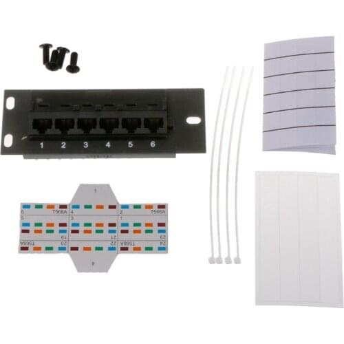6 Port CAT5 CAT5E Patch Panel RJ45 Networking Wall Mount Rack Mount Bracket 2019 New