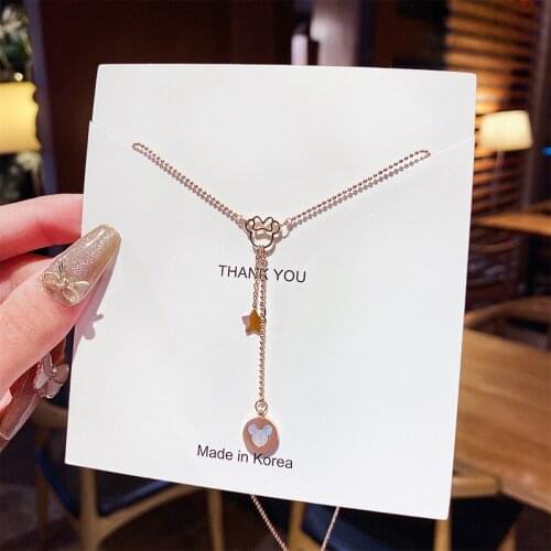 Heart Cute Bear Pendant Necklace Cartoon Mouse Star Clavicle Chain For Women Korean Charm Creative Design Titanium Steel Jewelry