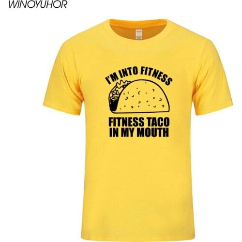 Mens Fitness Taco Funny Print T Shirt Humorous Mexican Food Tee For Man I'm Into Fitness, Fitness Taco In My Mouth Tops