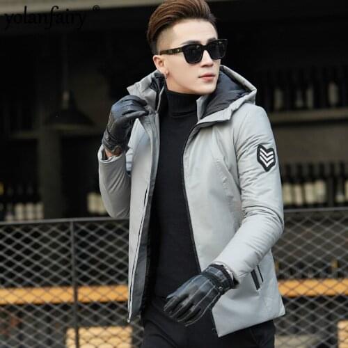 Genuine Leather Jacket Men Winter Warm Jackets Mens Hooded Real Sheepskin Coat Duck Down Coats Jaqueta Couro XSLS17619 YY414