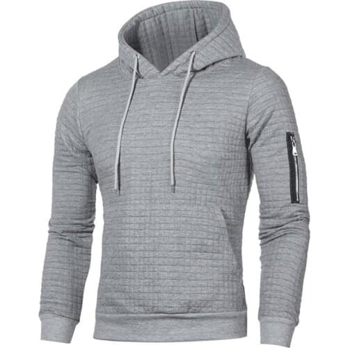 Men Solid Color Jacquard Warm Long Sleeve Pullover Hoodie Sports Sweatshirt Top Men Hoodies Autumn Casual Boys Top