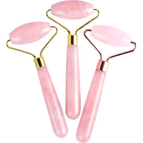 Natural Rose Quartz Single Head Jade Roller Massage for Face Body Lift Chin Firm Skin Reduce Cellulite Wrinkles Health Care Tool