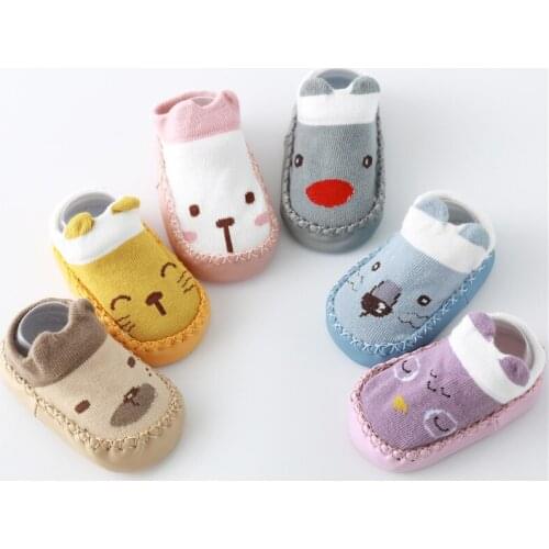 Toddler floor socks cartoon non-slip skin childrens toddler shoes stereo ear baby socks Boy Girl Shoes
