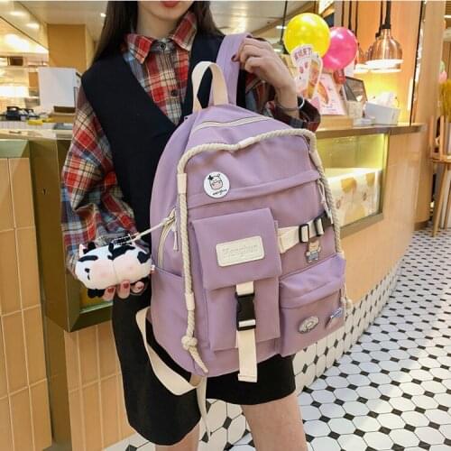 The new 2021 large capacity tooling school wind backpack Japanese harajuku all-match student schoolbag