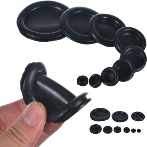 PDTO 130pcs/kit Cable Blanking Rubber Closed Grommets Assorted Box 6mm 9mm 12mm 16mm 20mm 25mm 32mm 40mm 50mm Diameter