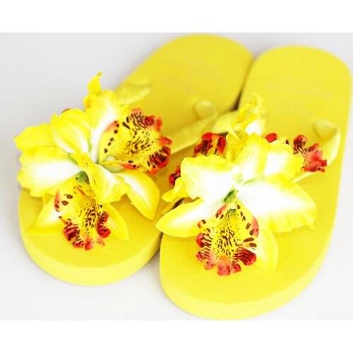 HAHAFLOWER Bohemia seaside holiday butterfly orchid beach slippers Female flowers in the summer of flat non-slip flip-flops