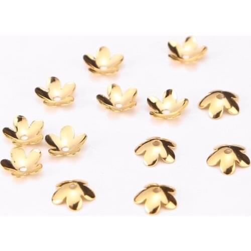 50pcs/lot Stainless Steel DIY Hollow Flower Charms Bead Caps for Jewelry Making