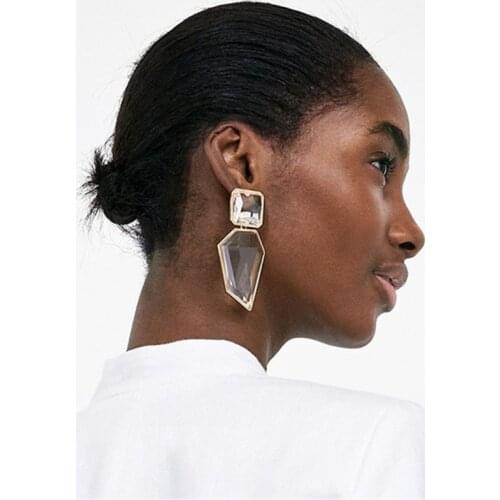 Black Resin ZA Earrings Women 2020 Vintage Statement Big Drop Earrings Female Fashion Geometric Long Dangle Earrings Jewelry