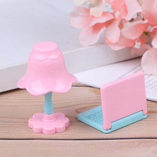 Role Playing Props Worktable Table Doll Accessories Lamp + Computer Cute Miniature furniture Doll