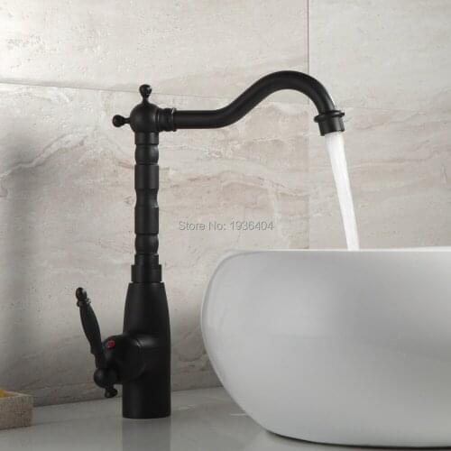 Retail and Retro Black Bronze Finished antique faucet Mixer Taps Deck Mounted hot and cold basin swivel mixer taps B3212N
