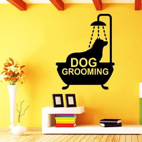 DOG GROOMING Quotes Pet Shop Decal Dog Comb Scissors Art Vinyl Wall Decals Bathroom Home Fashion Styling Decor Wall StickerY-931