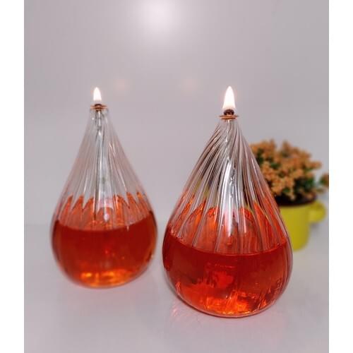 Viyale Store Tulip Pattern Glass Oil Lamp Dual Set
