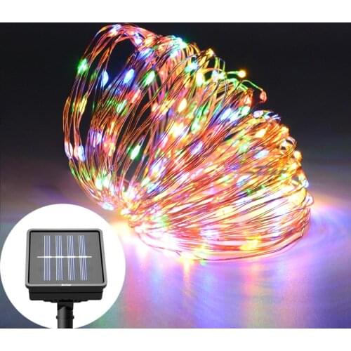 Rechargeable Solar String Fairy Lights 10m 20m Waterproof Outdoor Garland Solar Power Lamp Christmas for Garden Decoration