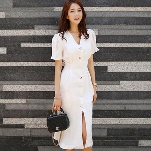 Sexy OL Special Occasion Mermaid Bodycon Dress Women 2020 Summer High Split Dresses Single-breasted Backless Vestidos