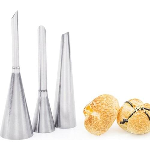 1-3pc Cream Icing Piping Nozzle Tip Stainless Steel Cupcake Puffs Injection Russian Syringe Puff Nozzle Tip Pastry Baking Tool