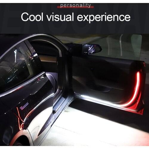 1.2M Universal Car Door Light LED Strip Light White Red Color Welcome Light Strobe Flashing Anti Rear-end Collision Safety