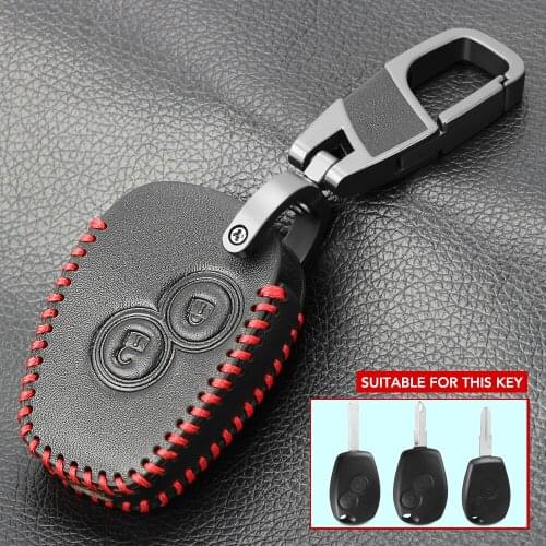 2 Button Leather Car Remote Key Case Shell Fob For Renault Duster Clio DACIA 3 Twingo Logan Sandero Modus Accessories