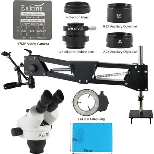 3.5X-90X Stereo Trinocular Microscope 37MP 1080P HDMI USB Video Microscope Camera + Universal Bracket Stretch Spring Stand
