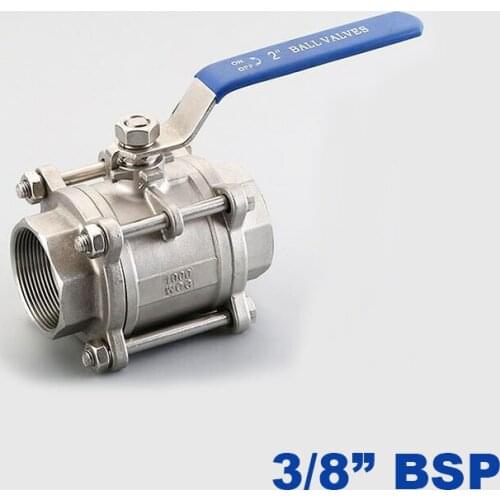 On sale Type 3PC stainless steel switch ball valve DN10 Female thread 3/8 inch BSP SS316 2 way water ball valve