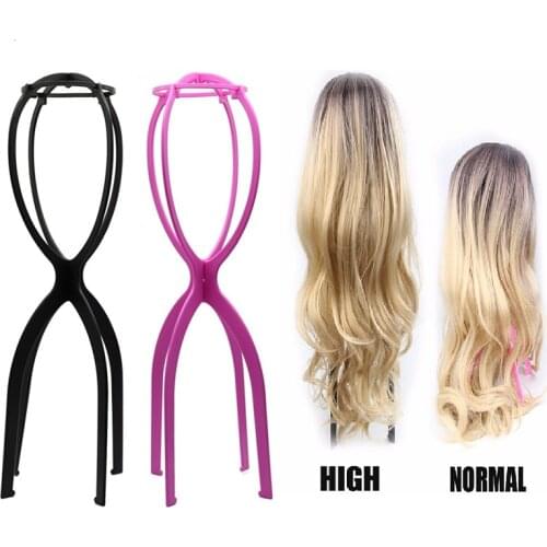 50cm Black/Pink/White Color Ajustable High Wig Stand Plastic Wig Holder Portable Folding For Styling Display women long wig