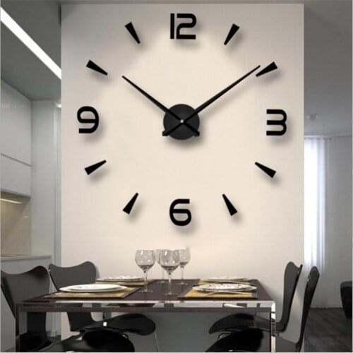 Factory Direct DIY Acrylic Mirror Wall Clock Creative Modern Fashion Home Decorative Background Wall Sticker Clock