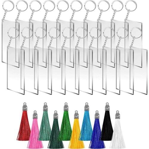 Acrylic Keychain Blanks, Clear Keychains Set for Vinyl Kit Including Acrylic Blanks, Keychain Tassels, Key Chain Rings