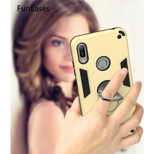 Metal Ring Bumper Magnetic Car Holder Cellphone Cases For Huawei Y6 Prime 2019 Silicone Protector Huawei Y6 2019 Honor 8A Pro