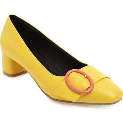 Big Size 11 12 13 14 15 16 17 ladies high heels women shoes woman pumps Squarehead Package the heel Thick with Single shoes