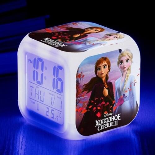Disney Anna Elsa Alarm Clock Digital Display Cute Cartoon Kids Alarm Led Digital Clock Electronic Gadgets Plastic with Backlight