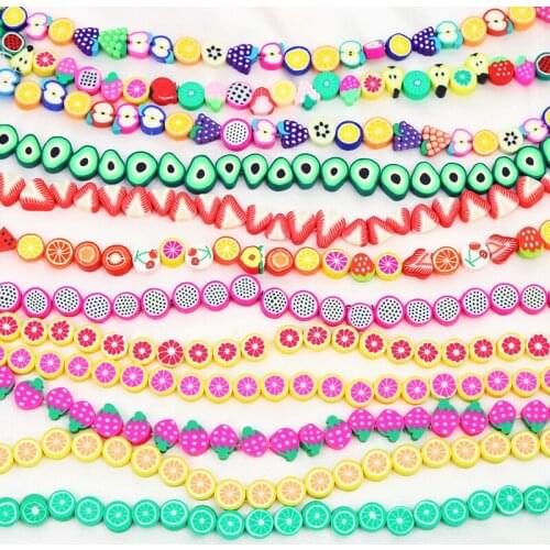 10 Strand Lovely Child Gift Bead Fruit Beaded chain jewelry Chain Polymer Clay Bead necklace Accessories Fashion Jewelry Beaded