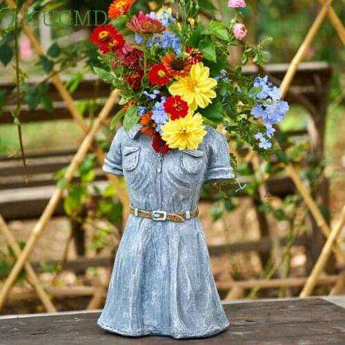 Denim Skirt Cement Flowerpot Creative Home Decor Personality Living Room Balcony Garden Decoration Plant Pot Succulents Planter