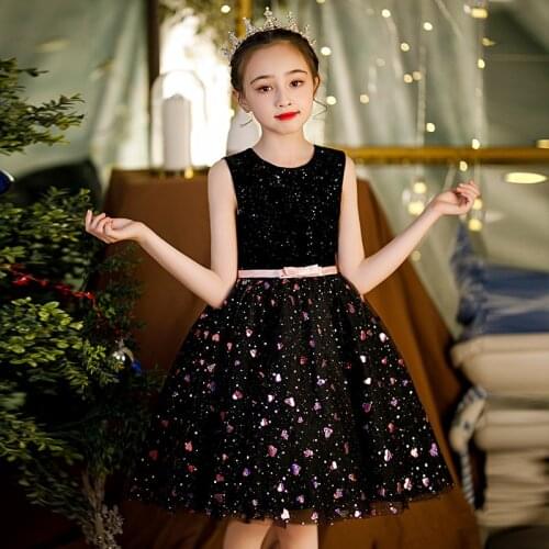 Kids Birthday Princess Prom Party short Dress for Girls Petal sequins Children Bridesmaid Dress for First communion Girl dress