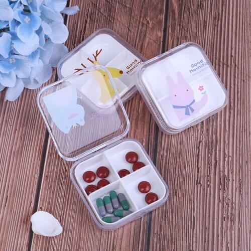 4 Grid Compartment Travel Pill Box Organizer Pillbox Medicine Storage Containers Dispenser Holder Health Care Multi Style