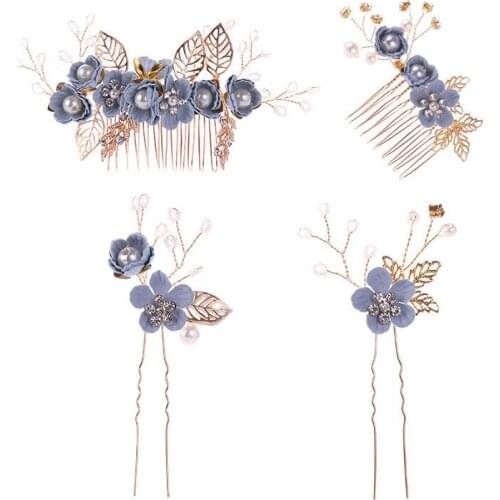 Elegant Wedding Hair Combs for Bride Crystal Rhinestones Pearls Women Hairpins Bridal Headpiece Hair Styling Accessories