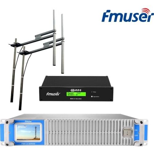 FMUSER 1000W 1KW FM Broadcast Transmitter+2*FU-DV2 Antenna+Cable Set With Digital RDS Encoder Radio Data System Encoder For FM R