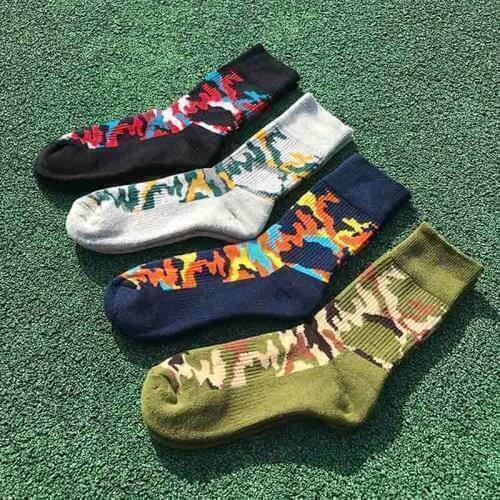 Cotton Men Funny Sport Football Socks Basketball Autumn Winter Thick Long Printed Terry Camouflage