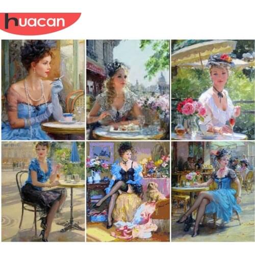 HUACAN DIY Pictures By Number Woman Drawing On Canva Oil Painting By Number For Adults Portrait Kits Hand Painted Gifts